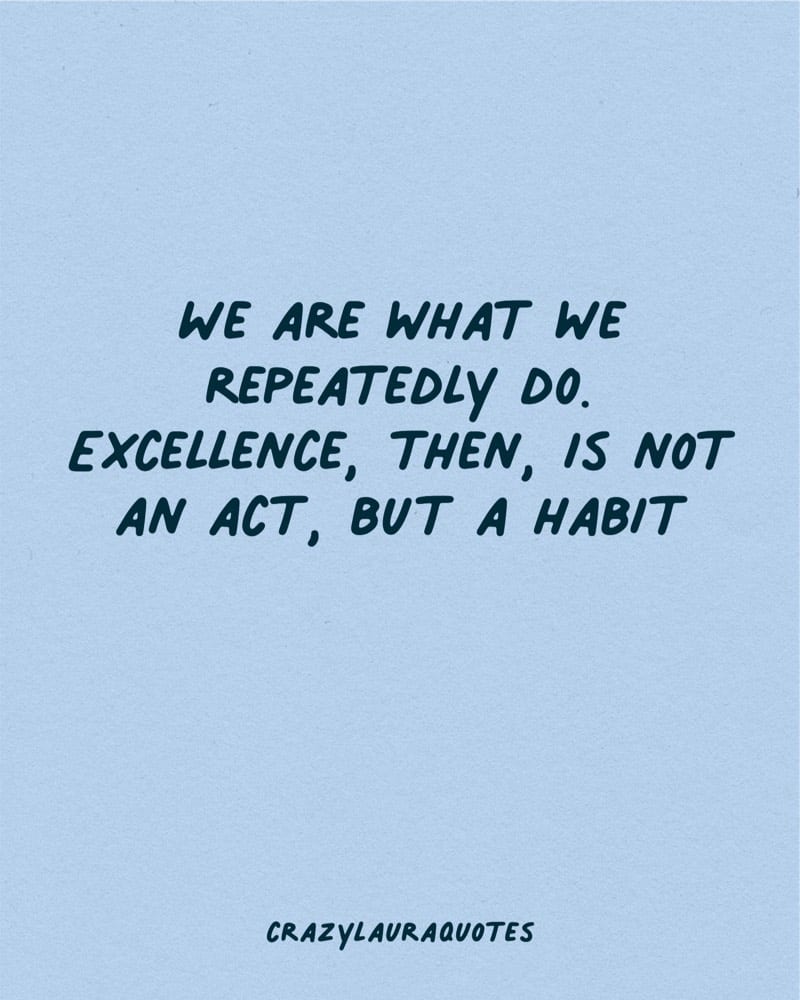 excellence is a habit consistency quotation