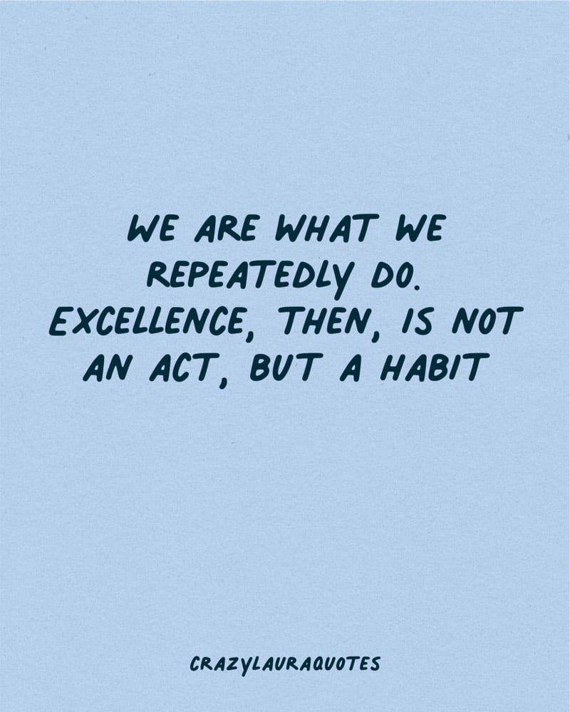 excellence is a habit consistency quotation